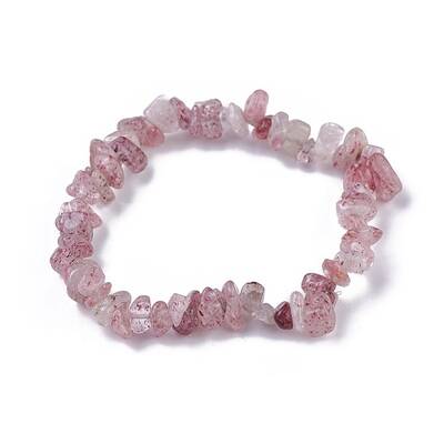 Natural Strawberry Quartz Beads Stretch Bracelets
