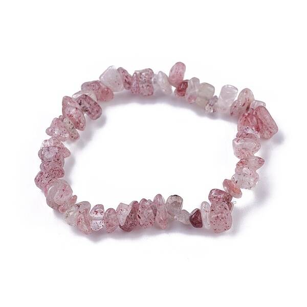 Natural Strawberry Quartz Beads Stretch Bracelets