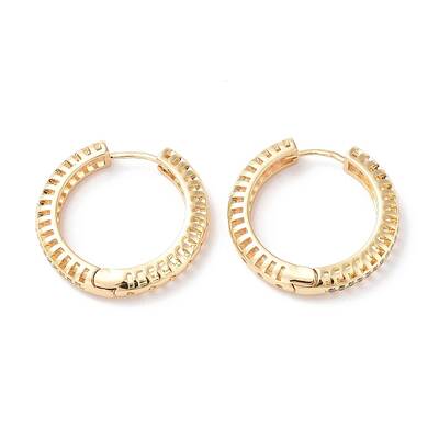 Clear Cubic Zirconia Hollow Out Hoop Earrings