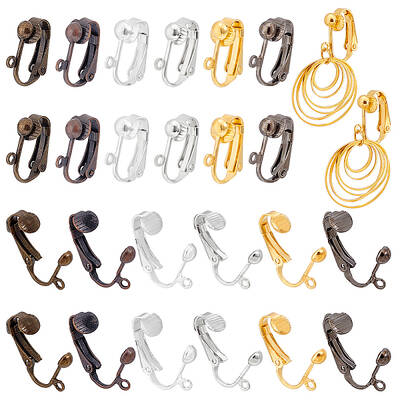 36Pcs Brass Clip-on Earring Findings