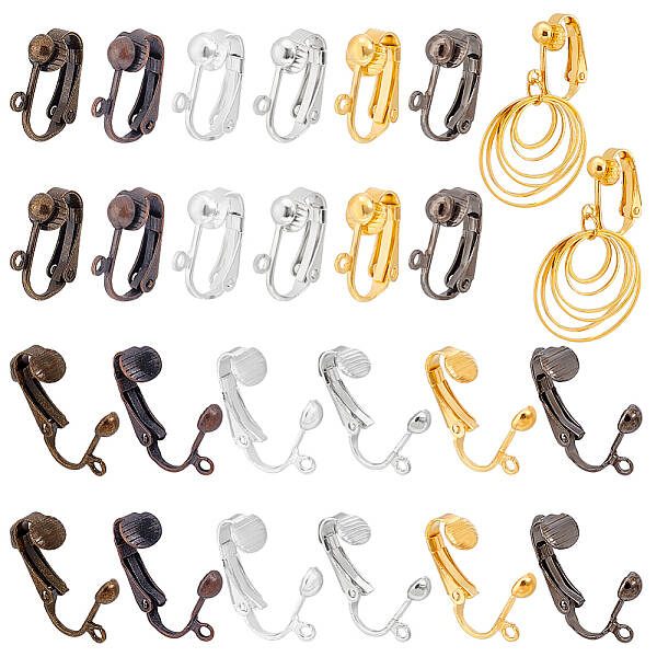 36Pcs Brass Clip-on Earring Findings