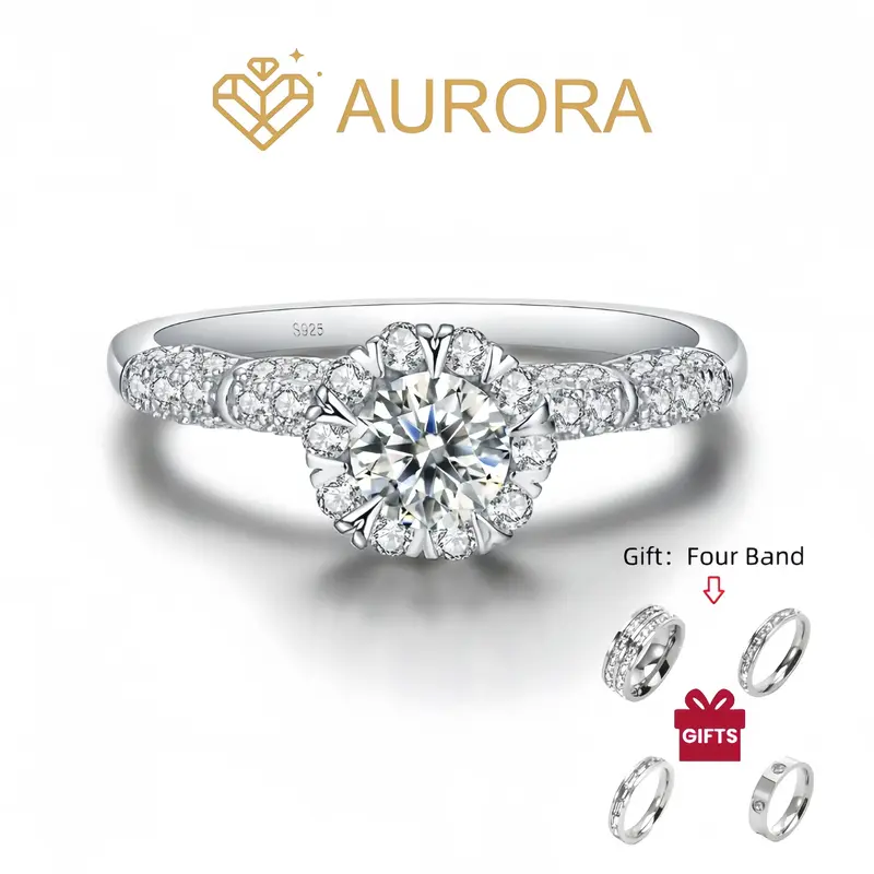 【#09 Sweetie 】Moissanite rings with 925 Sterling Silver 0.5Carat  Anniversary Auspicious Wedding Engagement Jewelry Synth...