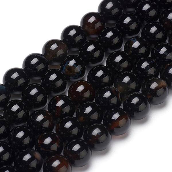Natural Black Agate Beads Strands