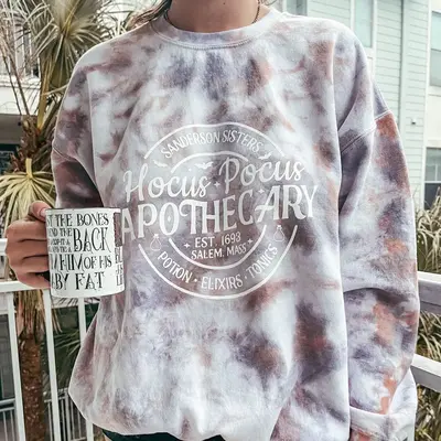 Hocus Pocus Apothecary - Sanderson Sisters Tie Dye Crewneck Sweatshirt | Witch Sweatshirt | Fall Halloween Tie Dye Sweatshirt...