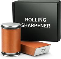 Rolling Knife Sharpener Tool Kit - Multi-Angle Magnetic Sharpener with 15° & 20° Base for Kitchen Knives