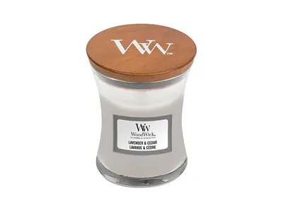 Woodwick Lavender & Cedar scented candle jar 85 g