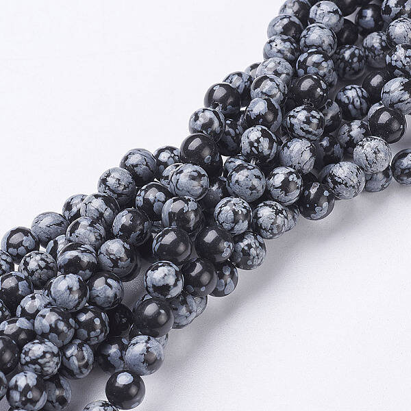 Natural Snowflake Obsidian Beads Strands