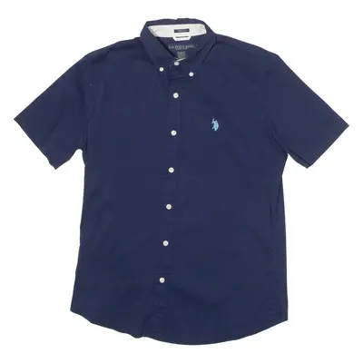 U.S POLO ASSN Slim Fit Stretch Mens Plain Shirt Blue M