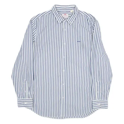 LEVI'S Relaxed Mens Shirt Blue Striped Long Sleeve M