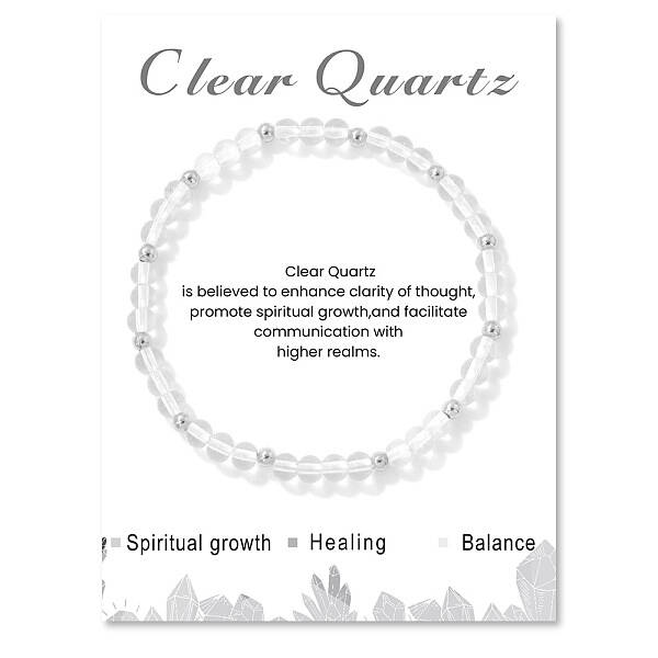 Natural Quartz Crystal Bead Stretch Bracelets for Women