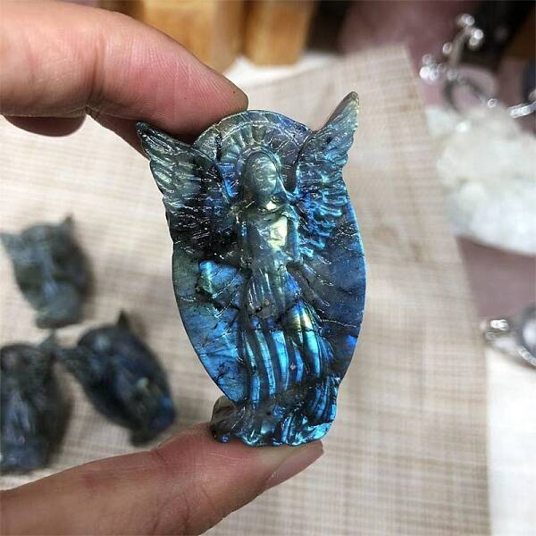 Dyed Natural Labradorite Carved Display Decorations