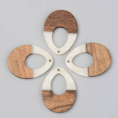 Opaque Resin & Walnut Wood Pendants