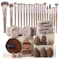 Makeup Tools Set, 20pcs/set Or 40pcs/set Including Makeup Brushes, Hairband, Wristbands, Powder Puffs, Makeup Sponges, Facial...