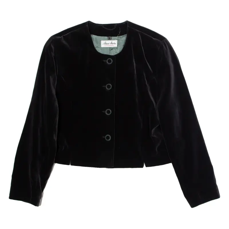 MARC MATOU Womens Blazer Jacket Black Velvet 90s UK 18