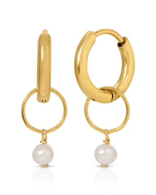 Caen Pearl Hoops | Metal Color: Gold