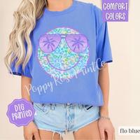Purple Leopard Smiley Shirt Comfort Colors, Cute Summer Oversized Beach Tee, Swimsuit Cover Up