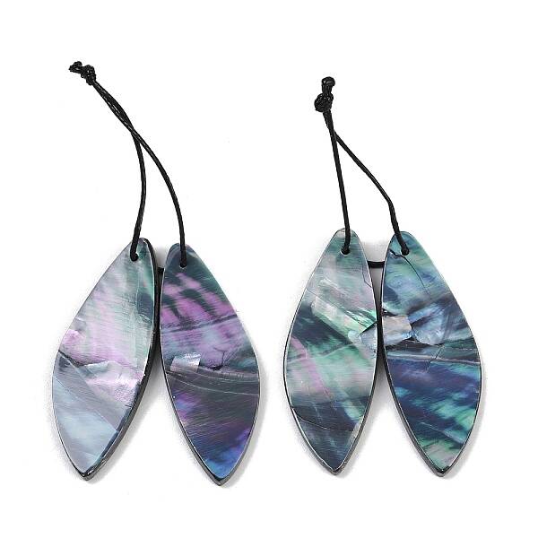 2Pcs Natural Black Lip Shell Pendants