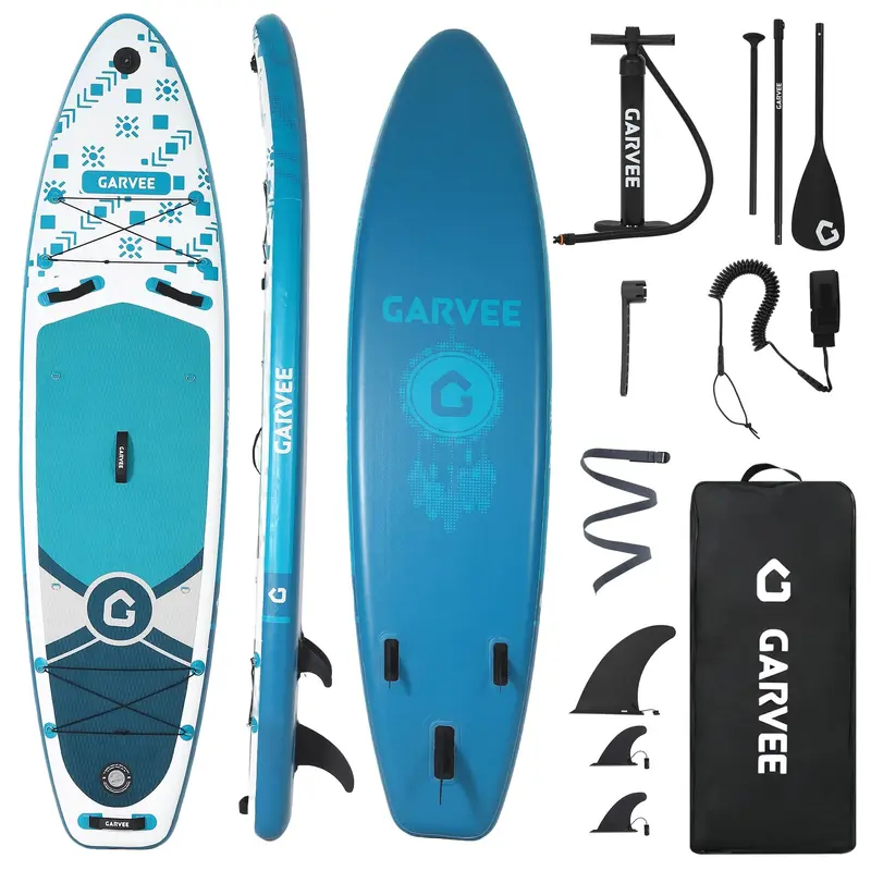 Garvee 10'6 Inflatable Stand Up Paddle Board – Wide Stable Non-Slip Deck, Lightweight, Camera Mount & Complete Accessories...