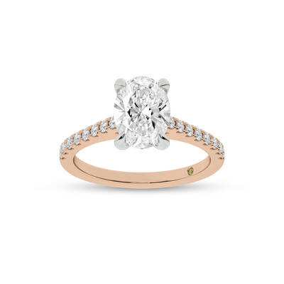 Destiny Half Coverage Oval Lab Diamond Engagement Ring | 18K Rose Gold 4 3/8 CT. TW.