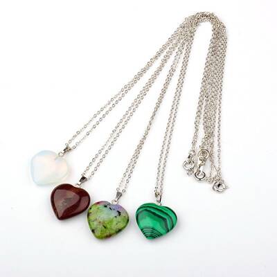Gemstone Heart Pendant Necklaces