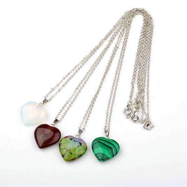 Gemstone Heart Pendant Necklaces