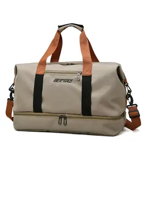 Large Capacity Sporty Travel Tote Bag for Men and Women for Beach Holiday Vacation, Summer Casual Dry & Wet Separation Oxford...