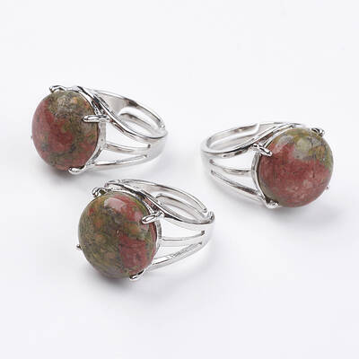 Adjustable Natural Unakite Finger Rings