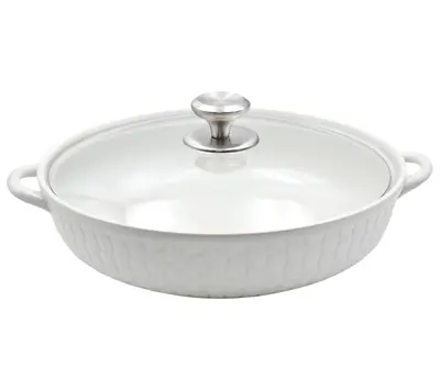 Temp-tations Carved Willow 4-qt Shallow Baker with Glass Lid