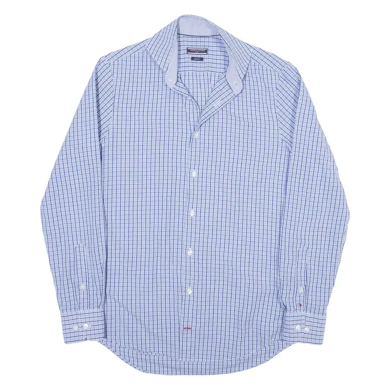 TOMMY HILFIGER Slim Fit Mens Shirt Blue Check Long Sleeve S