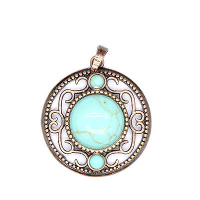 Retro Hollow Synthetic Turquoise Pendants