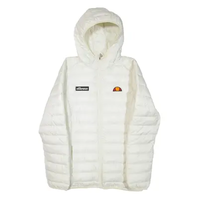 ELLESSE Womens Puffer Jacket White Hooded UK 10