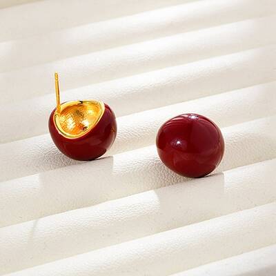 Brass Enamel Stud Earrings for Women