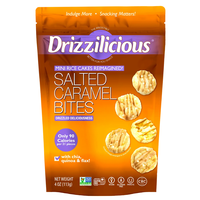 Drizzilicious Salted Caramel Mini Rice Cakes - Vegan, Gluten-Free, Crunchy & Healthy Snack, 90 Calories per Serving, 4 oz