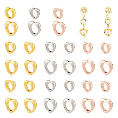 36Pcs 6 Styles Brass Bead Frame
