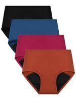 Women's 4pcs Solid Color High Waist Knicker, Soft Comfy Breathable Panty for Daily Wear, Underwear for All Seasons, Womenswea...