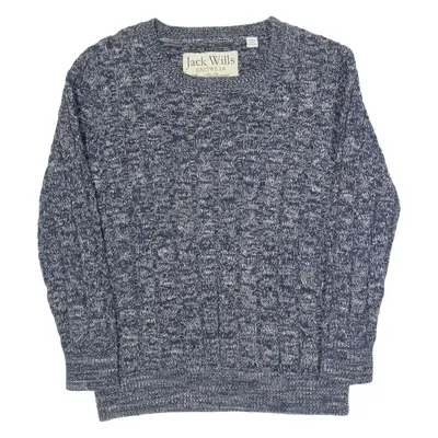 JACK WILLS Womens Jumper Blue Cable Knit UK 10