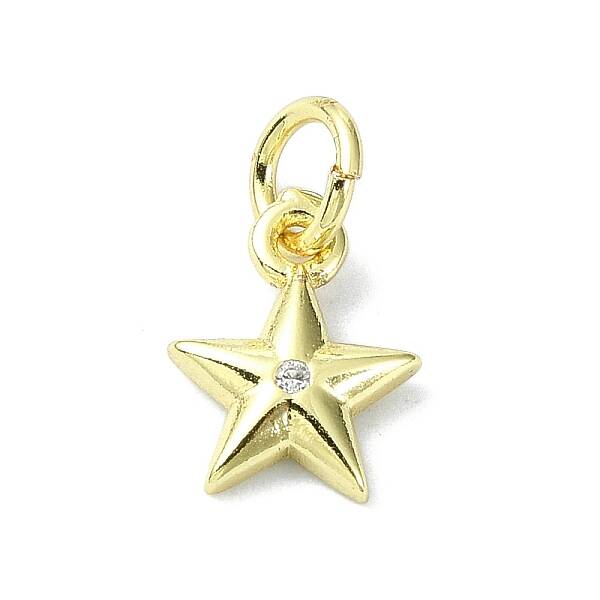 Brass Micro Pave Clear Cubic Zirconia Charms