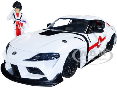 2020 Toyota Supra White and Rick Hunter Diecast Figurine \