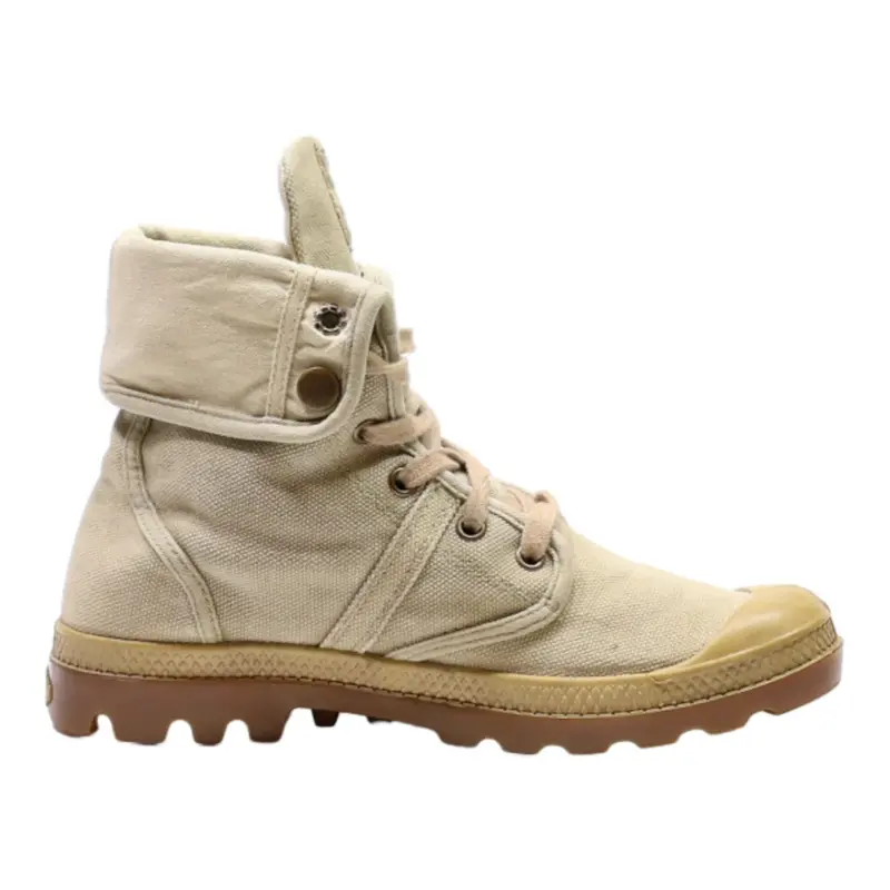 PALLADIUM Lace-Up Boots Beige Canvas Womens UK 5.5