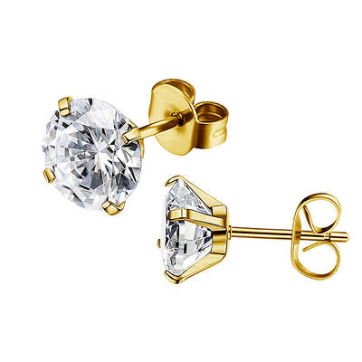 Stainless Steel Micro Pave Clear Cubic Zirconia Stud Earrings