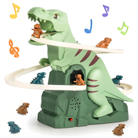 Dinosaur Climbing Stairs Track Slide Toy, Electric Dinosaur Stairs Climbing Slide Toy with 3 Cars, Climbing Track Toy for Kid...
