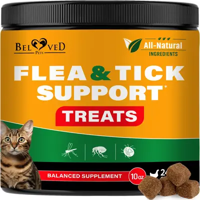 Flea and Tick Chewable Pills for Cats (Chicken) Daily Support Bacon Flavor