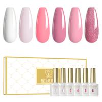 ROSALIND 6Pcs Light Pink Gel Nail Polish Set Shine Cute Manicure White Pink Series Soak off Long Lasting Need UV Nail Lamp Dr...