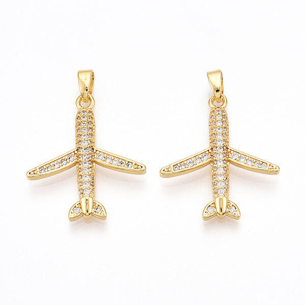 Brass Micro Pave Cubic Zirconia Pendants