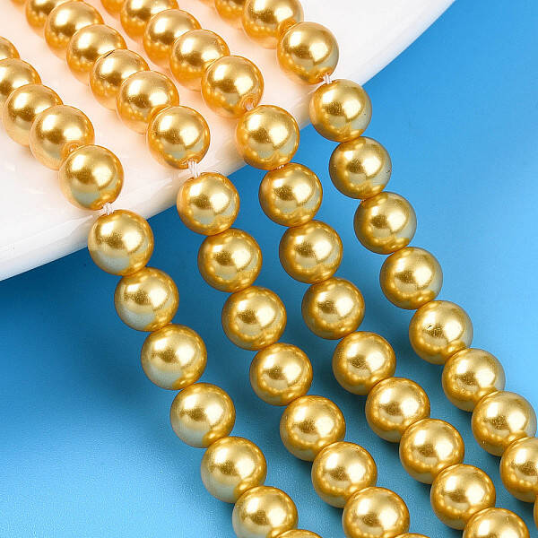 Baking Painted Pearlized Glass Pearl Bead Strands