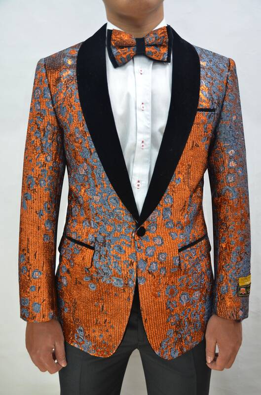 Paisley-300 Rust/Black Velvet - Mens Wholesale Blazers