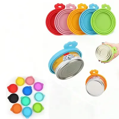 Random Color Silicone Pet Food Can Lid, 2 Counts Durable Pet Food Can Cover, Pet Food Storage Lid, Dog & Cat Accessories