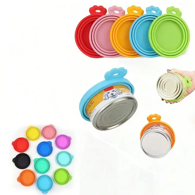 Random Color Silicone Pet Food Can Lid, 2 Counts Durable Pet Food Can Cover, Pet Food Storage Lid, Dog & Cat Accessories