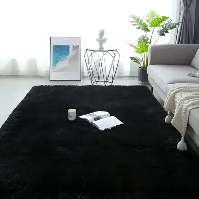 Solid Color Soft Fluffy Rug, Non-slip Area Rug, Decorative Carpet for Home Living Room Bedroom, Indoor Floor Mat for Home Dec...