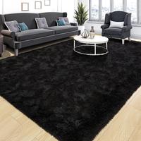Solid Color Soft Fluffy Rug, Non-slip Area Rug, Decorative Carpet for Home Living Room Bedroom, Black Rugs, Indoor Floor Mat ...